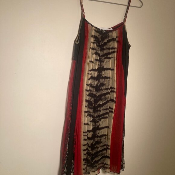 Lauren Vidal Small Silk Dress in Red/Black/Beige - Picture 1 of 7